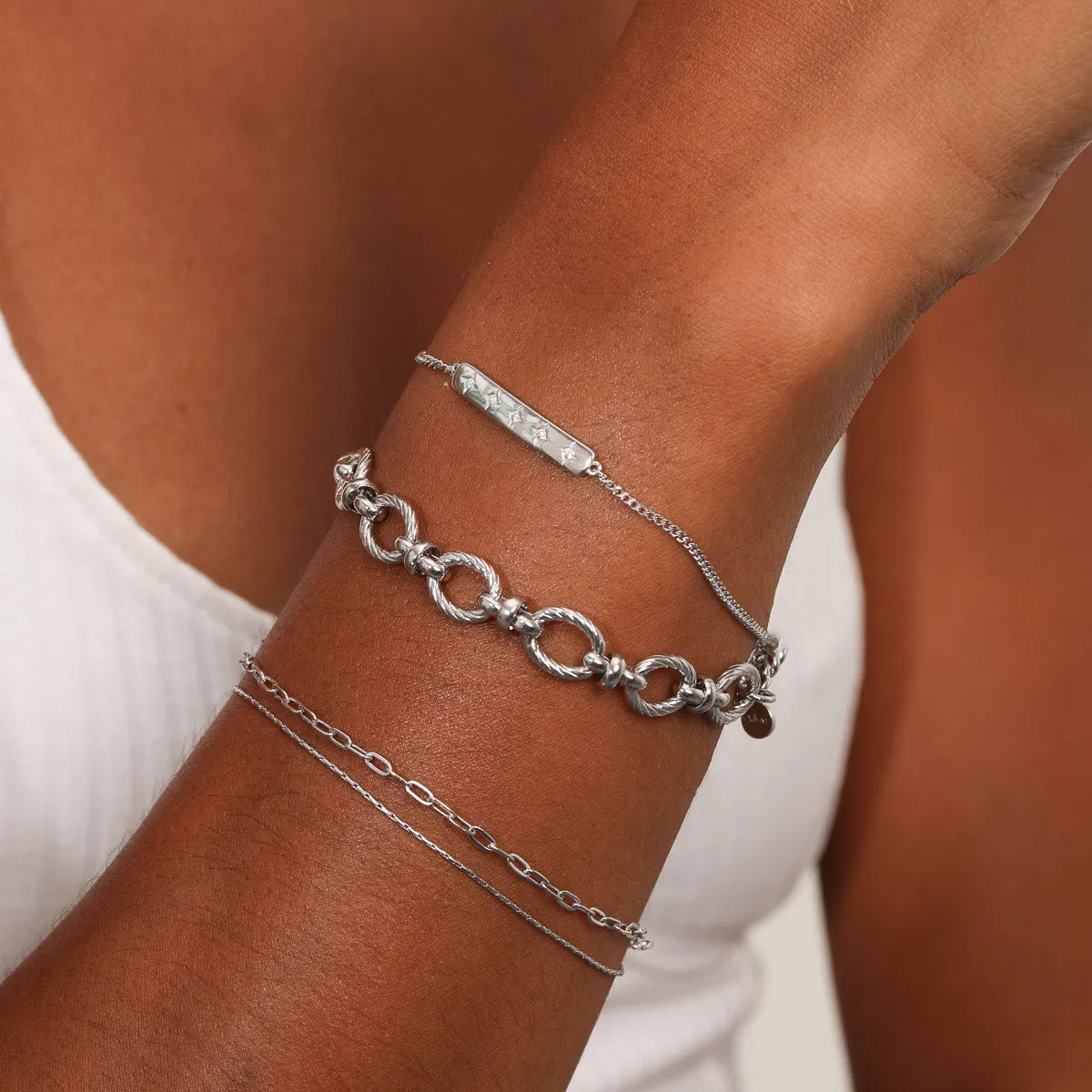 Cosmic Star Bar Bracelet in Silver