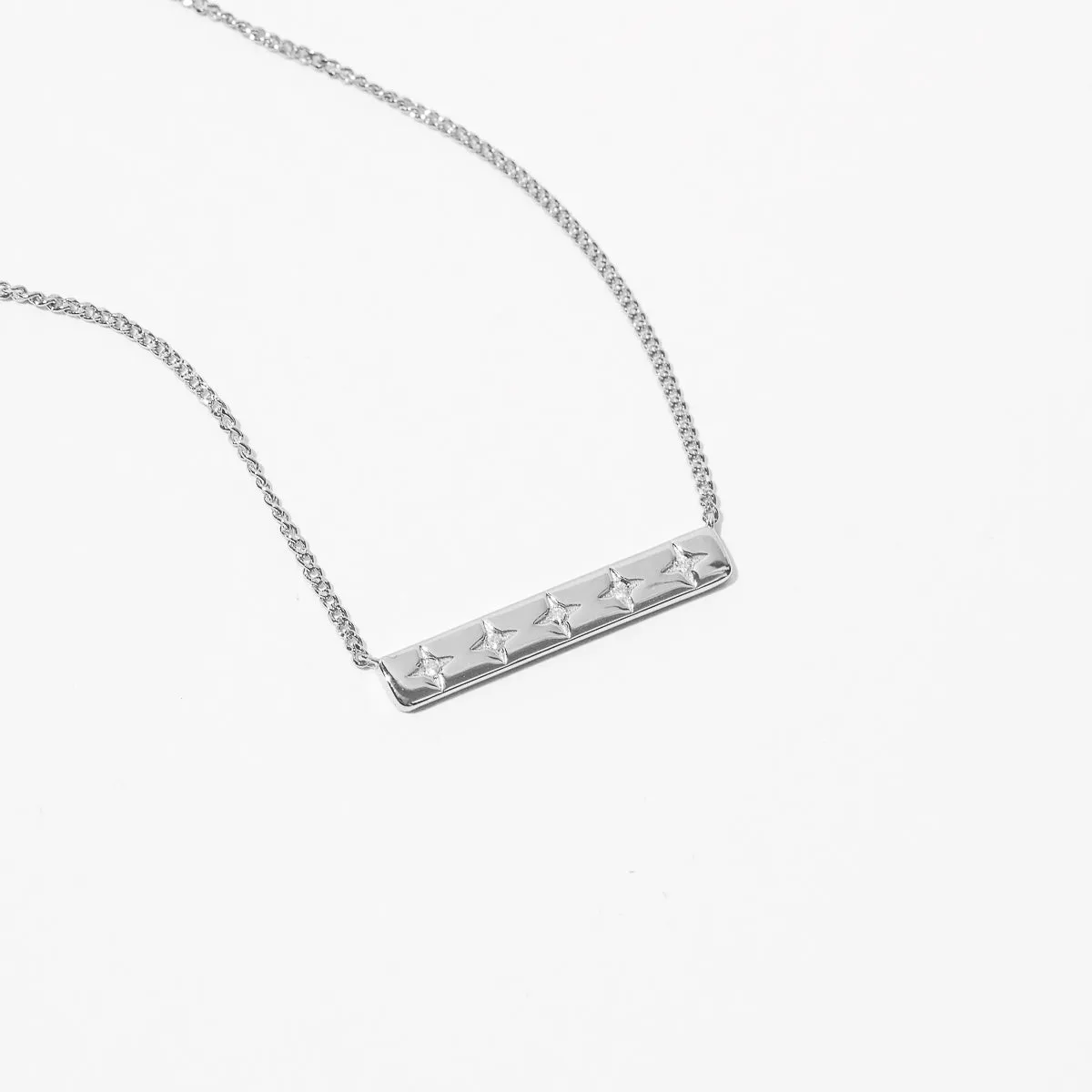 Cosmic Star Bar Necklace in Silver