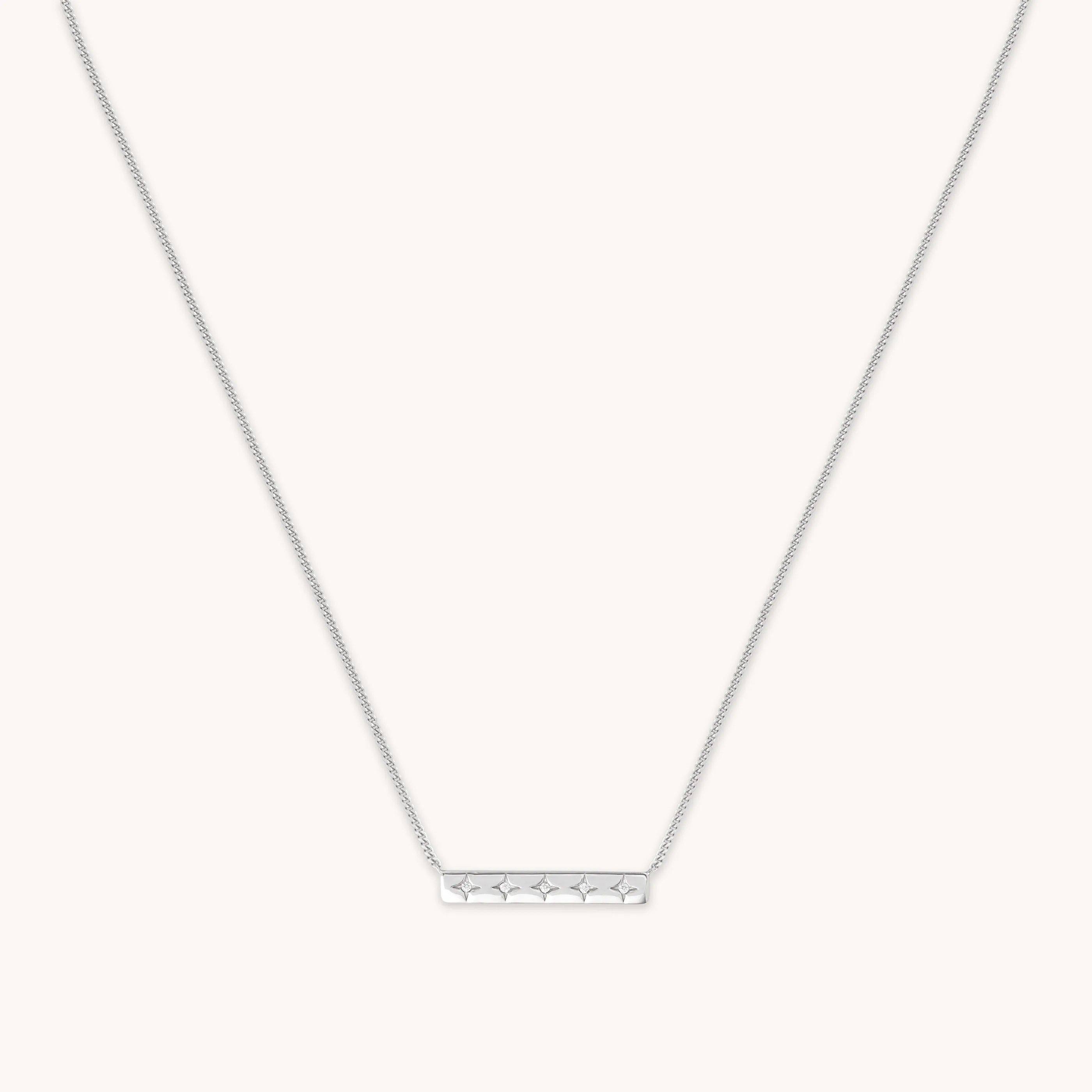 Cosmic Star Bar Necklace in Silver