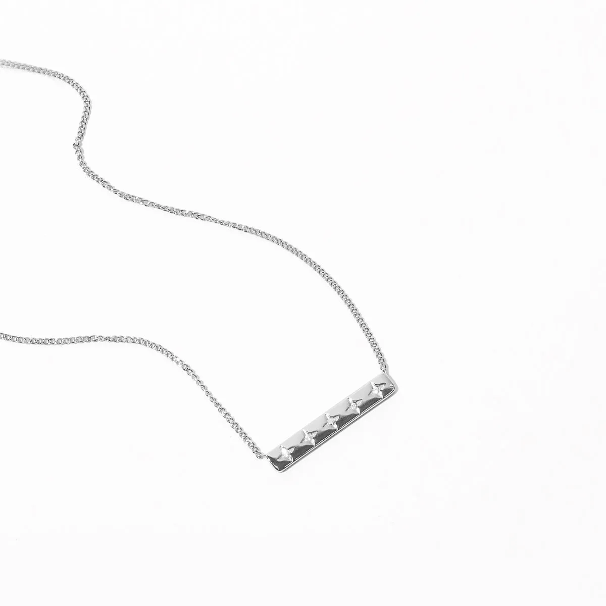 Cosmic Star Bar Necklace in Silver