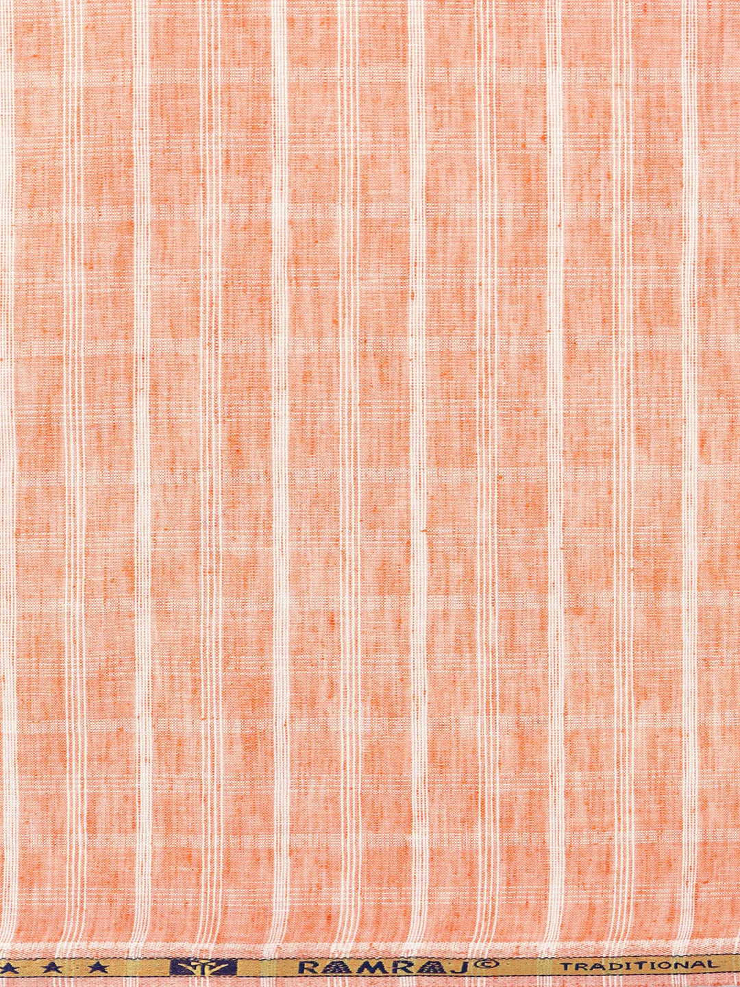 Cotton Checks Orange Colour Traditional Shirting Fabric High Style