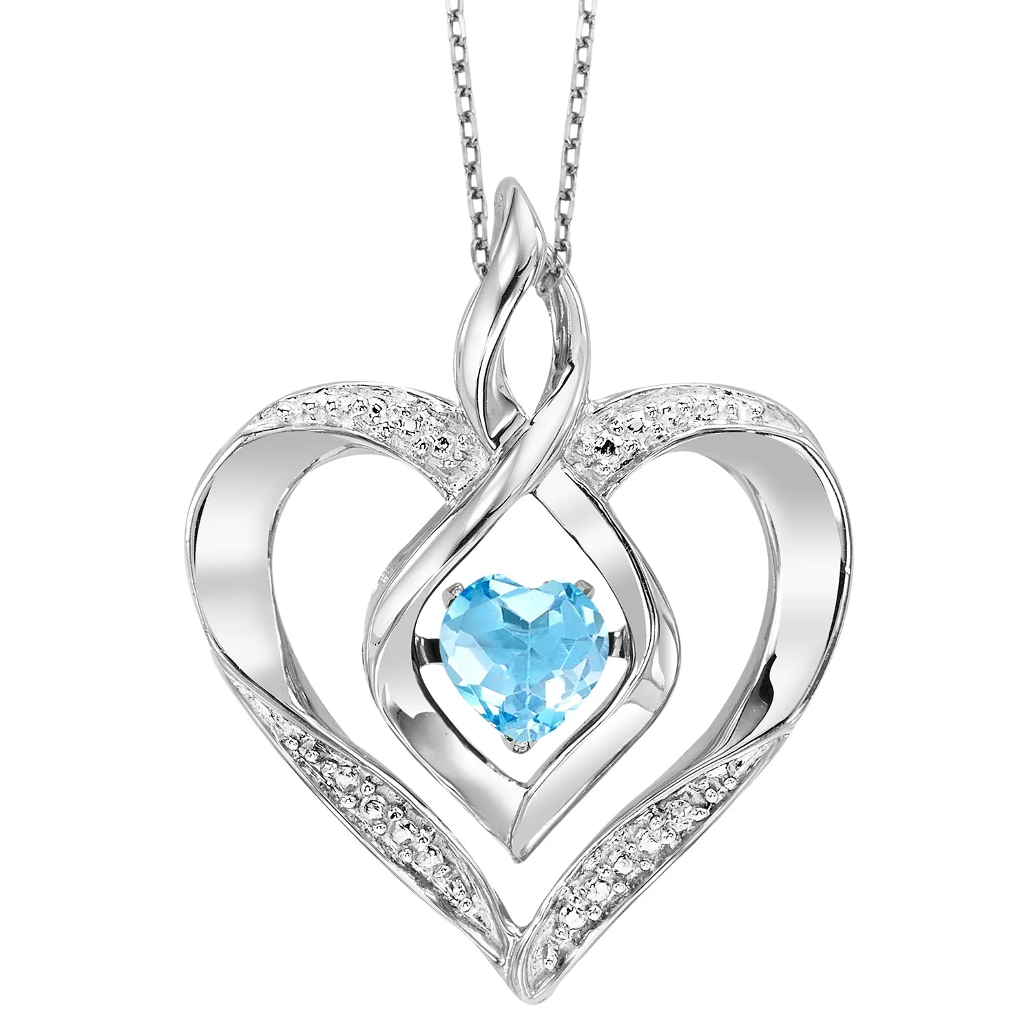 Created Blue Topaz Heart Pendant by Rhythm of Love