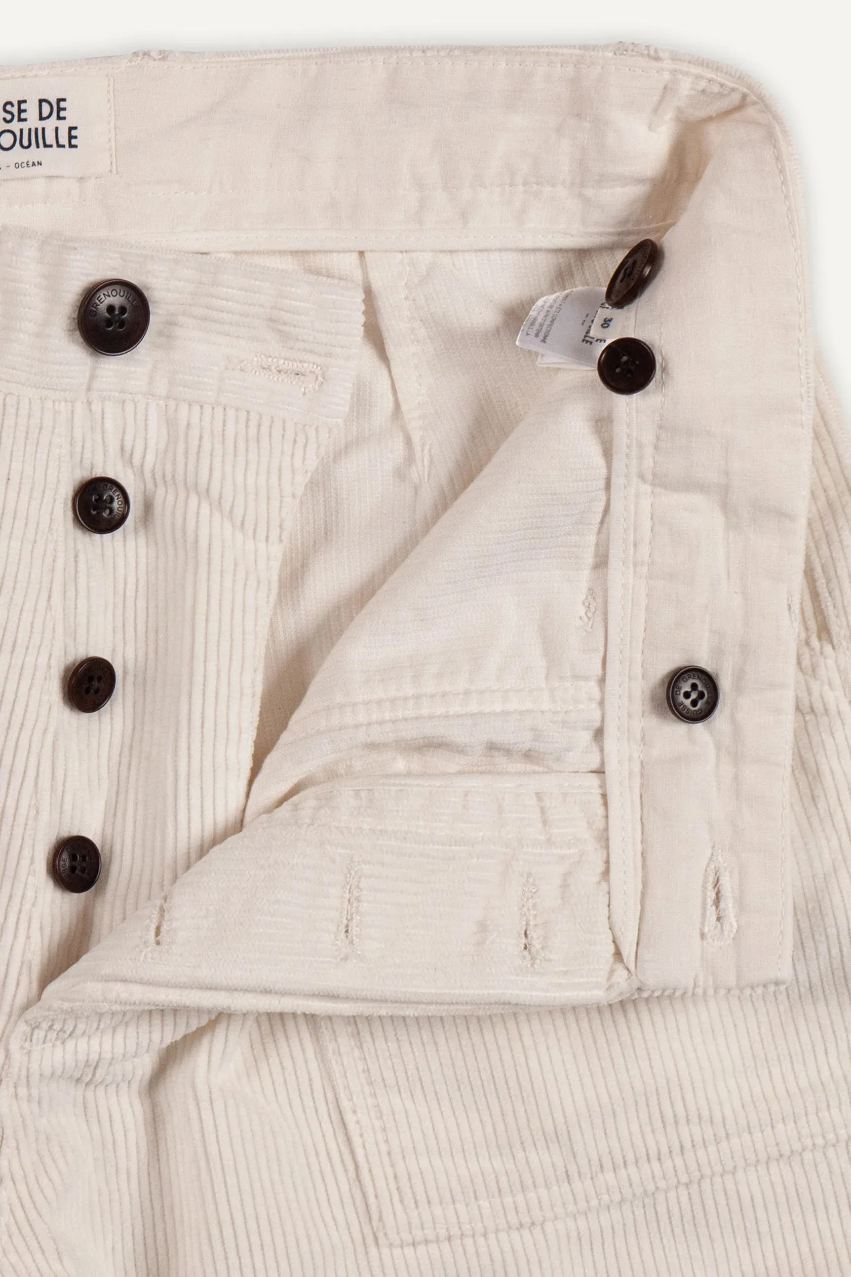 Cuisse De Grenouille (Ecru) White Corduroy Fatigue Pants