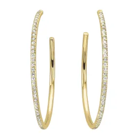 Dainty Pave Diamond Hoop Earrings in Yellow Gold