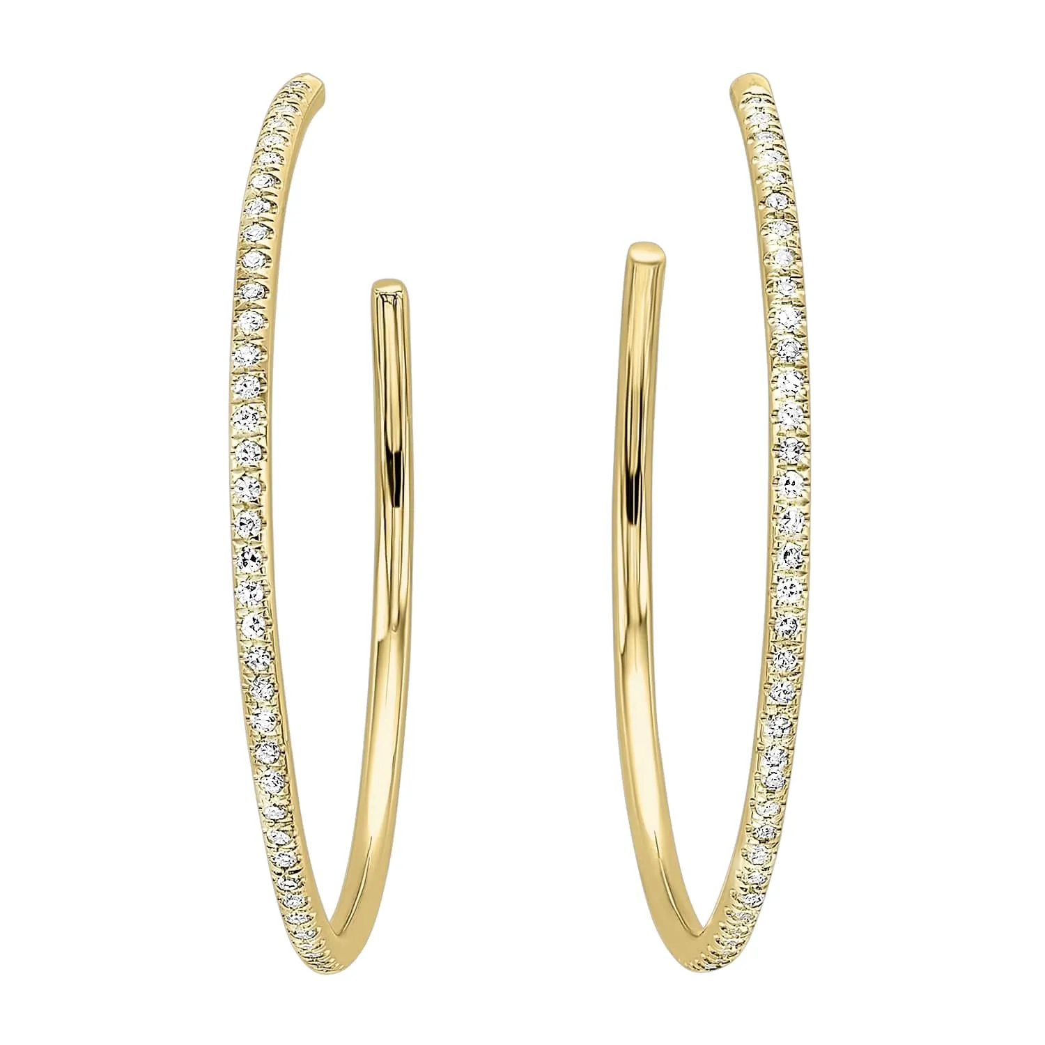 Dainty Pave Diamond Hoop Earrings in Yellow Gold