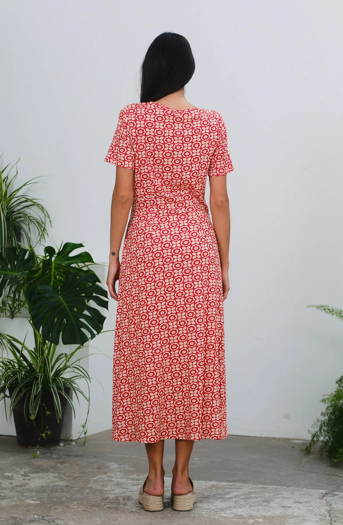 Della Dress in 4 Leaf Print