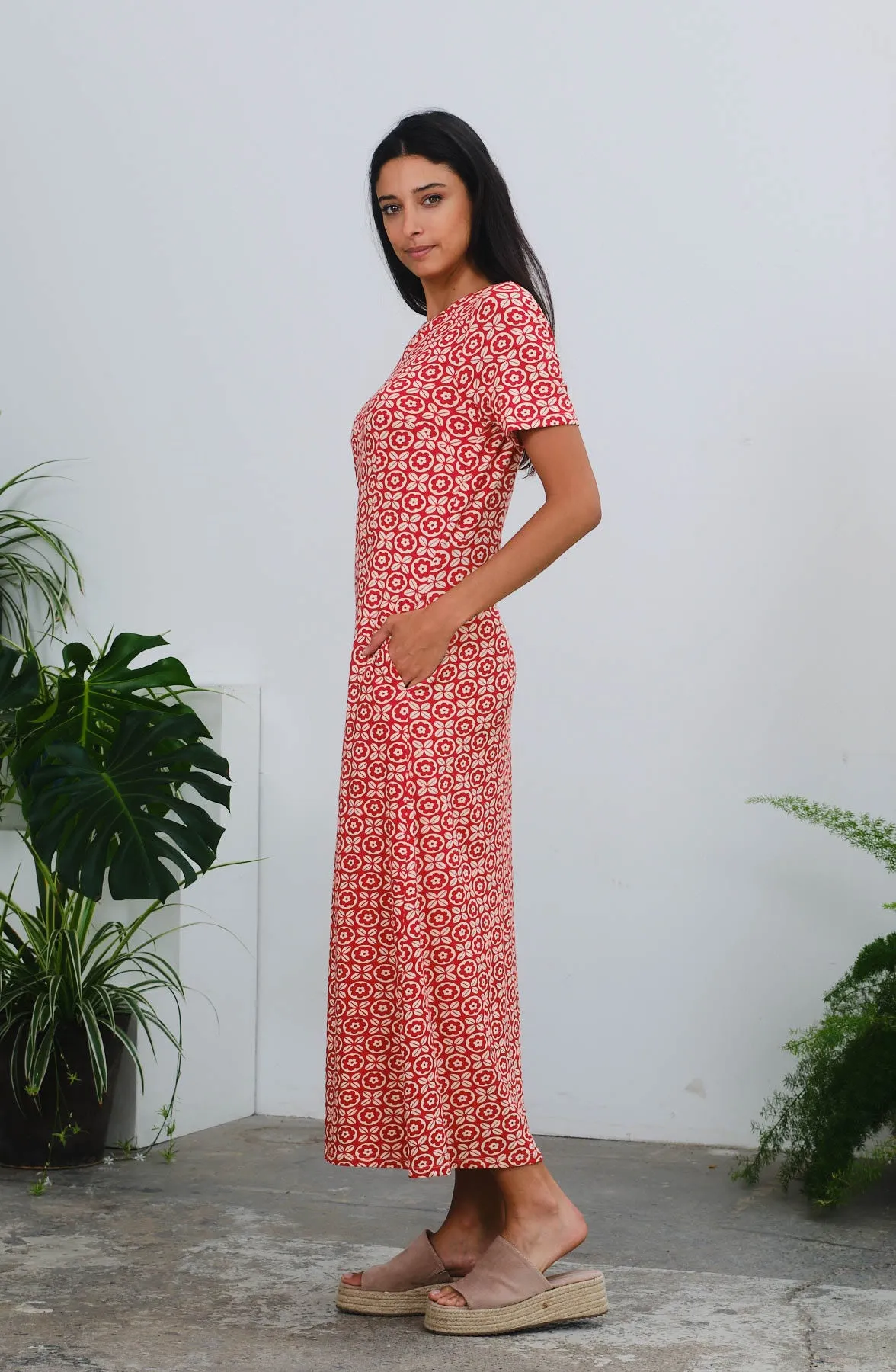 Della Dress in 4 Leaf Print