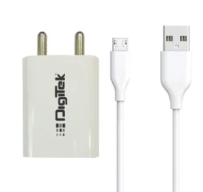 Digitek (DMC-025 MU) Smart Fast Charger 2.4A Usb Adapter For Smartphone With Micro Usb Data Cable 2.4A DMC-025 MU- White