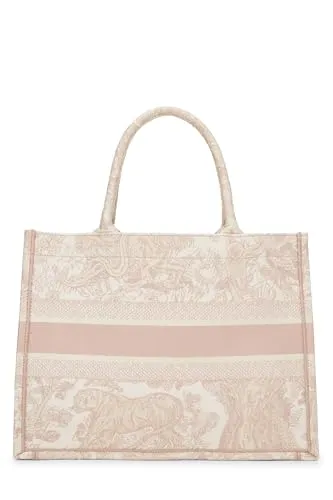 Dior,  Pink Embroidered Toile de Jouy Canvas Book Tote Large, Pink