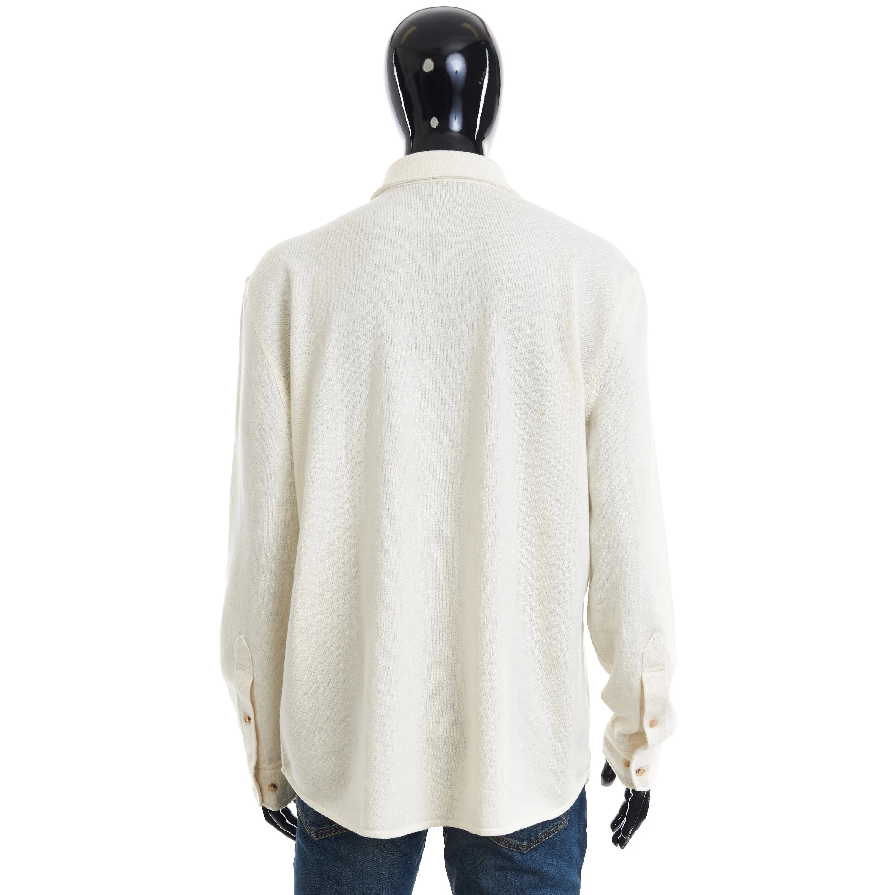 Ecru Virgin Wool, Cashmere And Silk Shirt-Style Cardigan