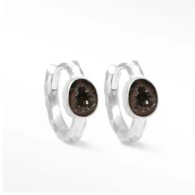 Element Mini Geode Silver Hoop Earrings 18mm