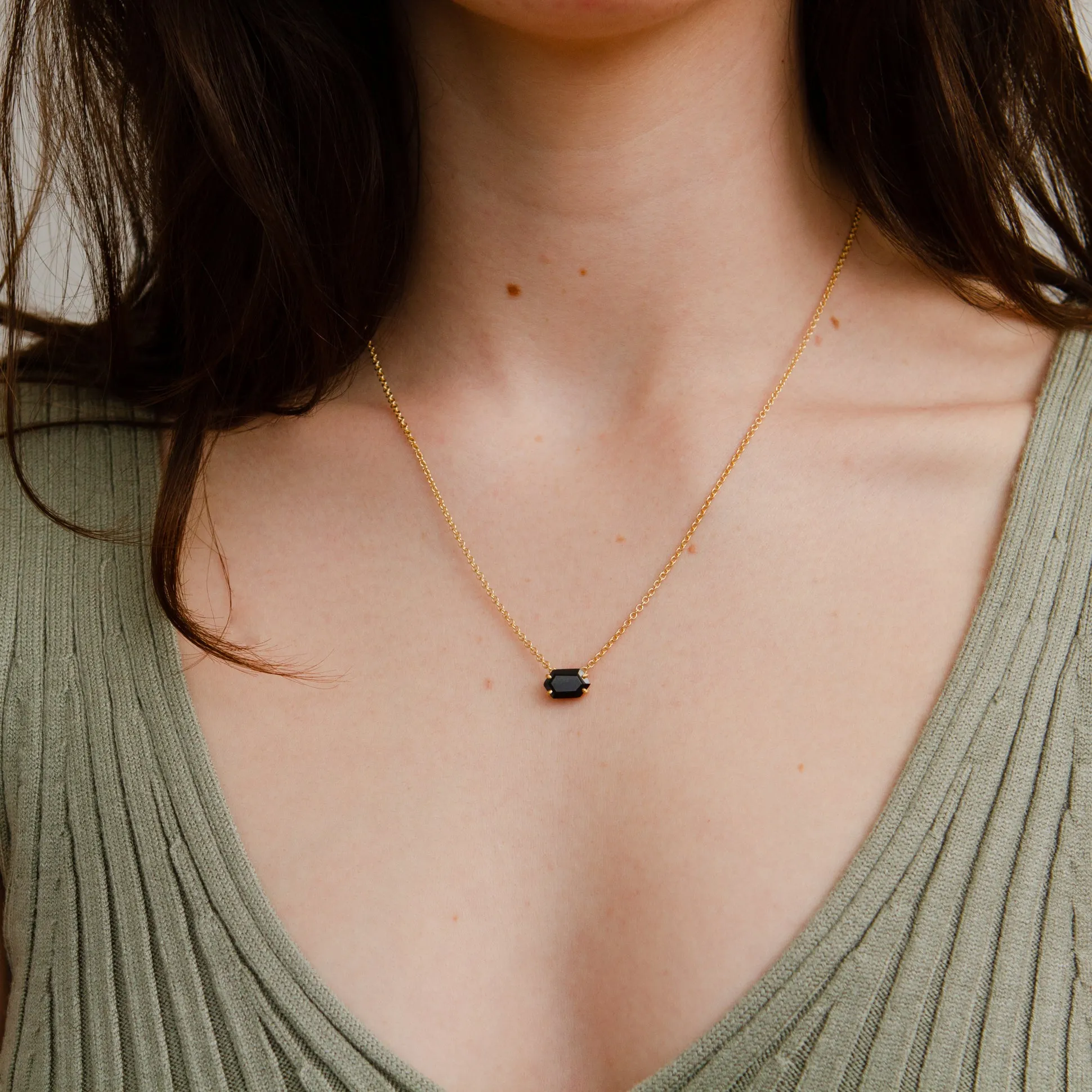 Emerson Black Garnet Necklace in Vermeil