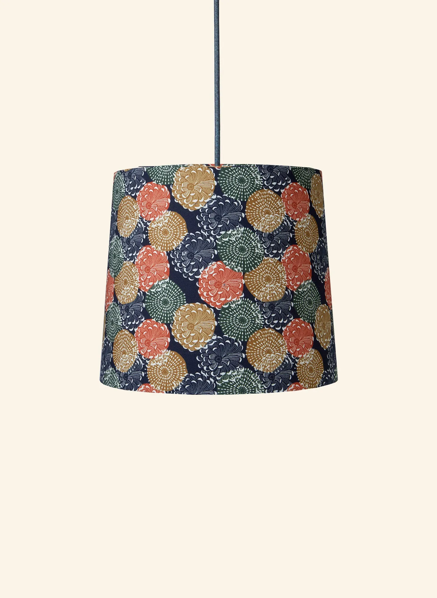 Empire Lampshade - Navy Pinecones