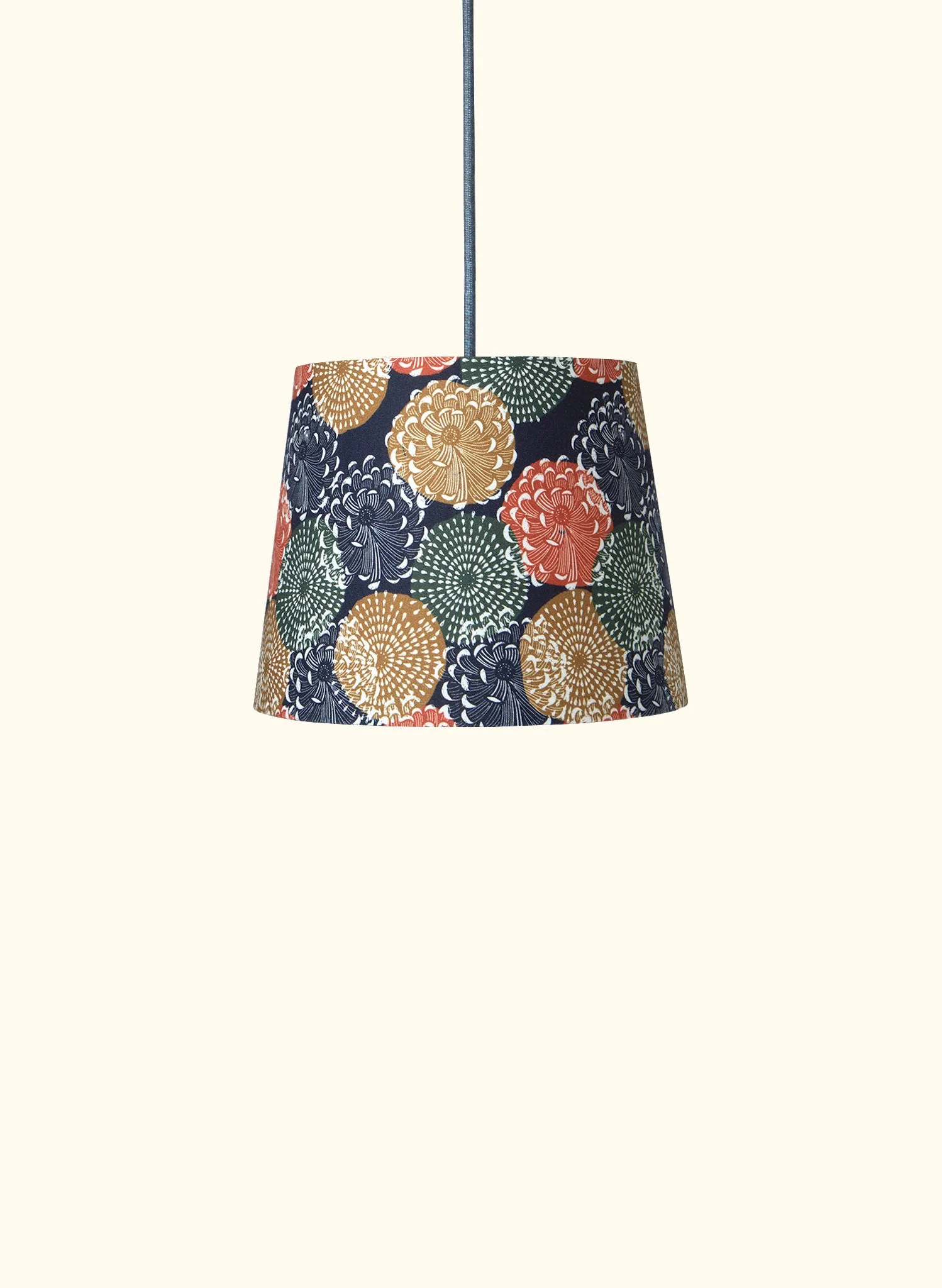 Empire Lampshade - Navy Pinecones