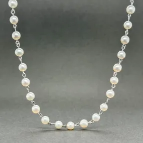 Estate 18K W Gold 4.3-4.6mm Akoya Pearl Tincup Necklace