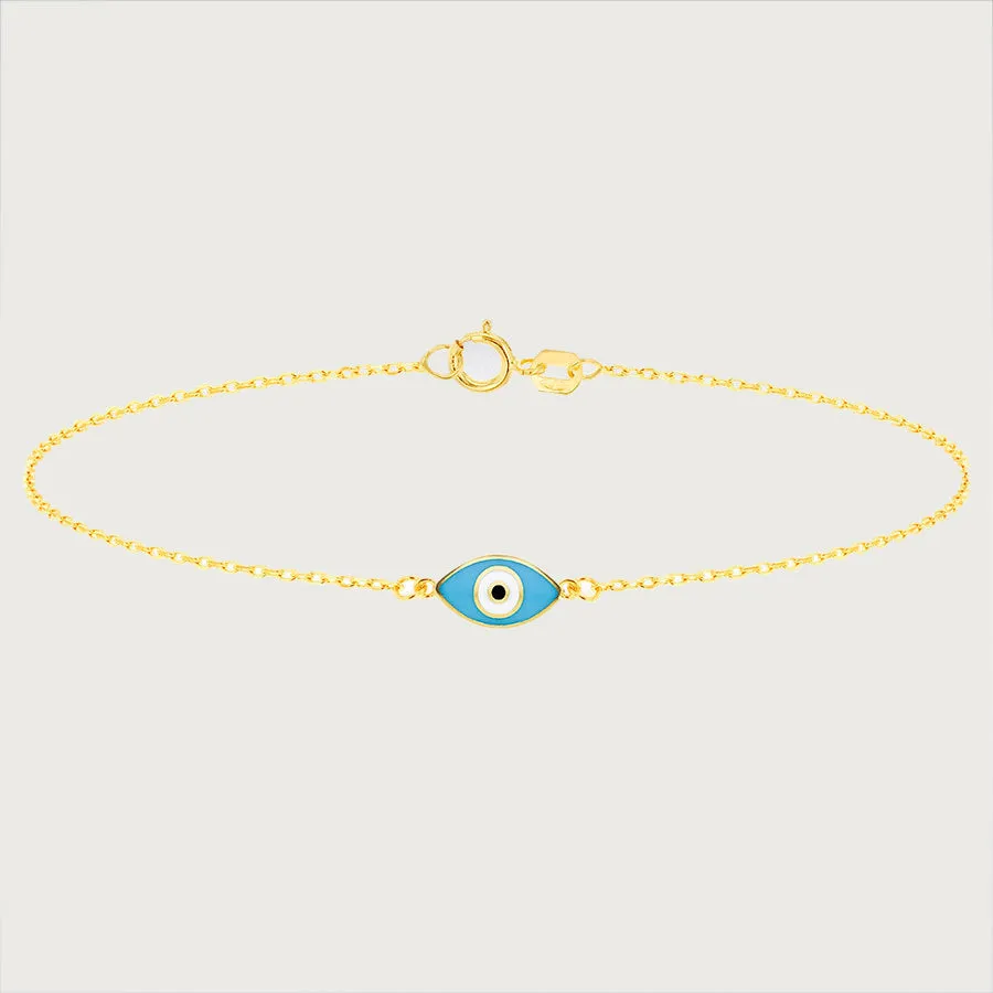 Evil Eye Enamelled Bracelet in 9K Gold