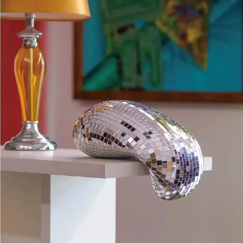 Eye-Catching Melting Disco Ball Wall Decor: Maximalist Home Glitter Sculpture, Modern Pop Art Interior Design