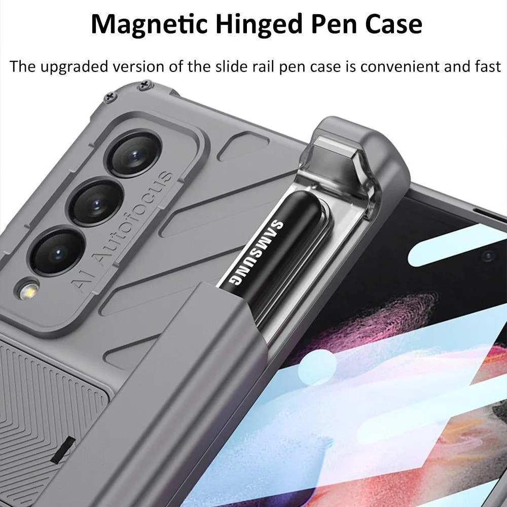 Fas Magnetic Hinge Case for Samsung Galaxy Z Fold 3 5G with Built-in S-Pen Slot and Kickstand