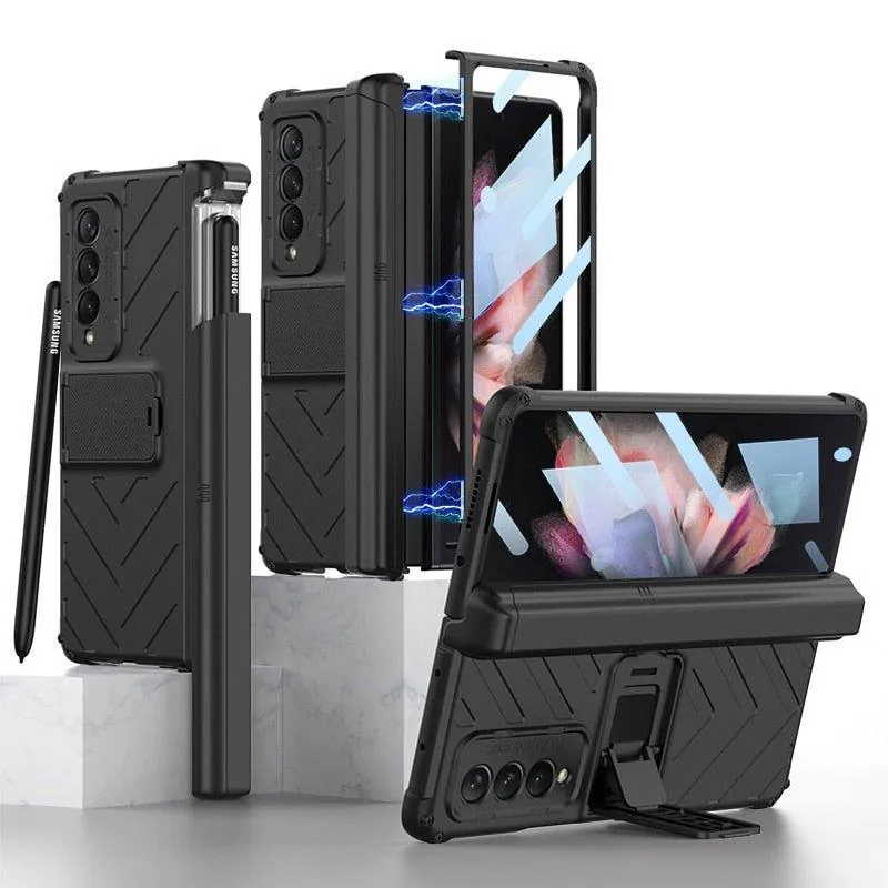 Fas Magnetic Hinge Case for Samsung Galaxy Z Fold 3 5G with Built-in S-Pen Slot and Kickstand