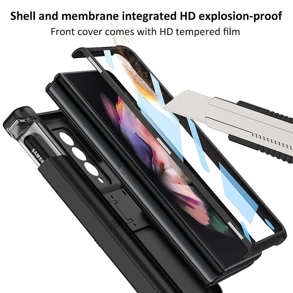 Fas Magnetic Hinge Case for Samsung Galaxy Z Fold 3 5G with Built-in S-Pen Slot and Kickstand