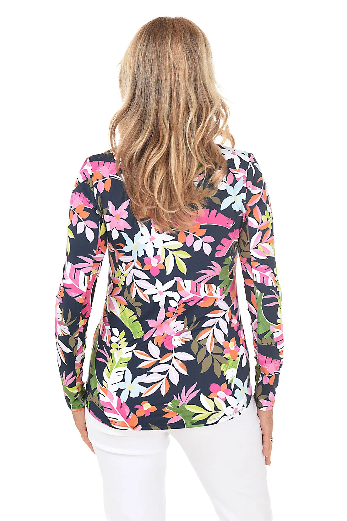 Fiji Flower UPF50  Mock Neck Top