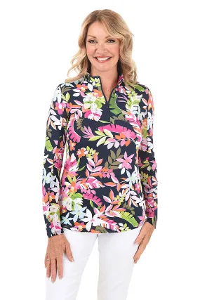 Fiji Flower UPF50  Mock Neck Top