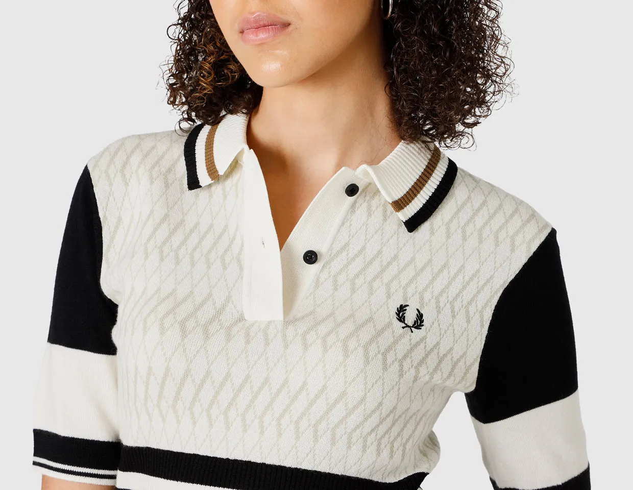 Fred Perry Women's Jacquard Knitted Shirt / Ecru