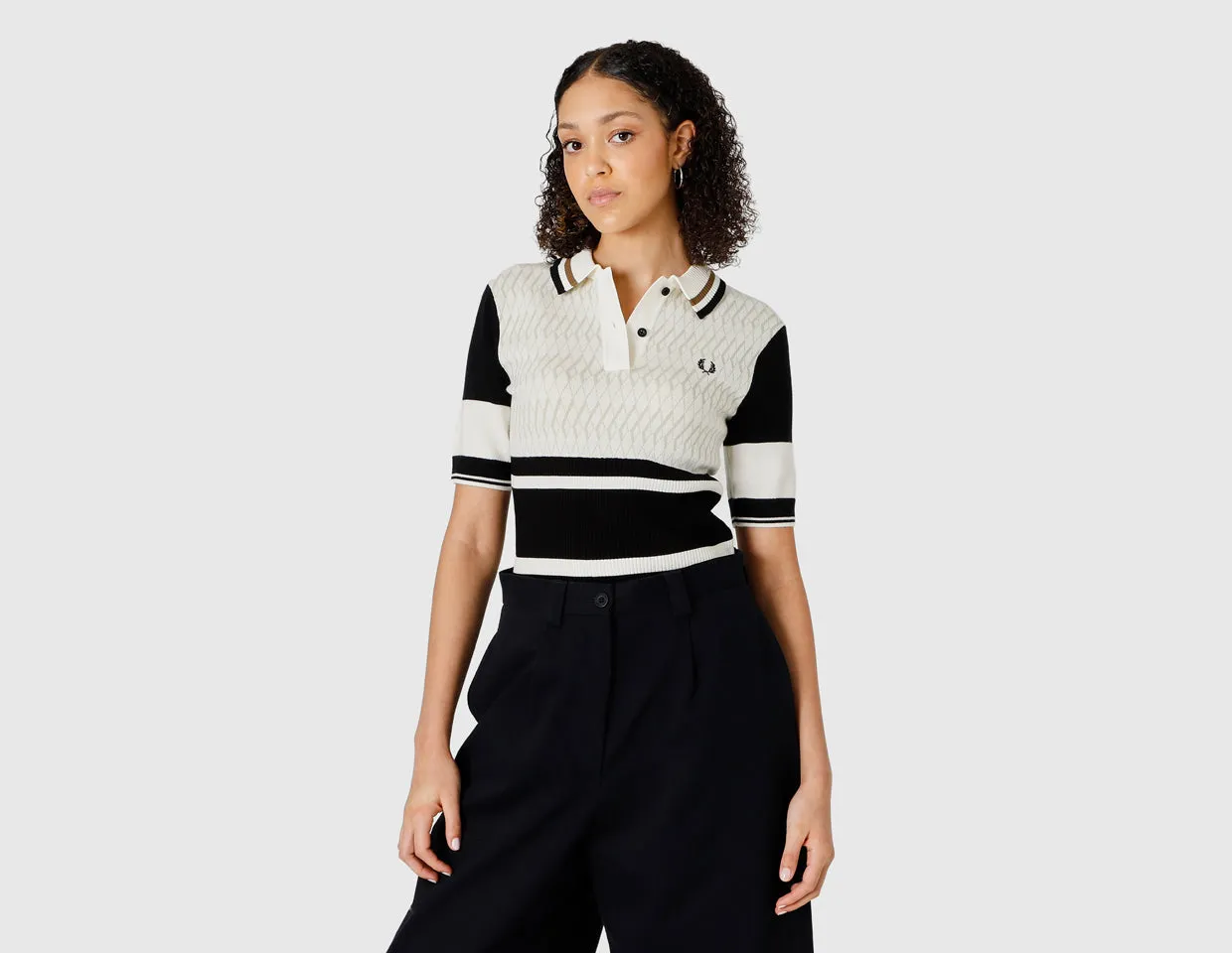 Fred Perry Women's Jacquard Knitted Shirt / Ecru