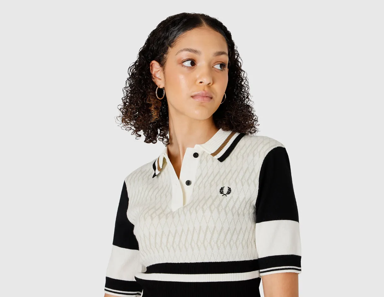 Fred Perry Women's Jacquard Knitted Shirt / Ecru