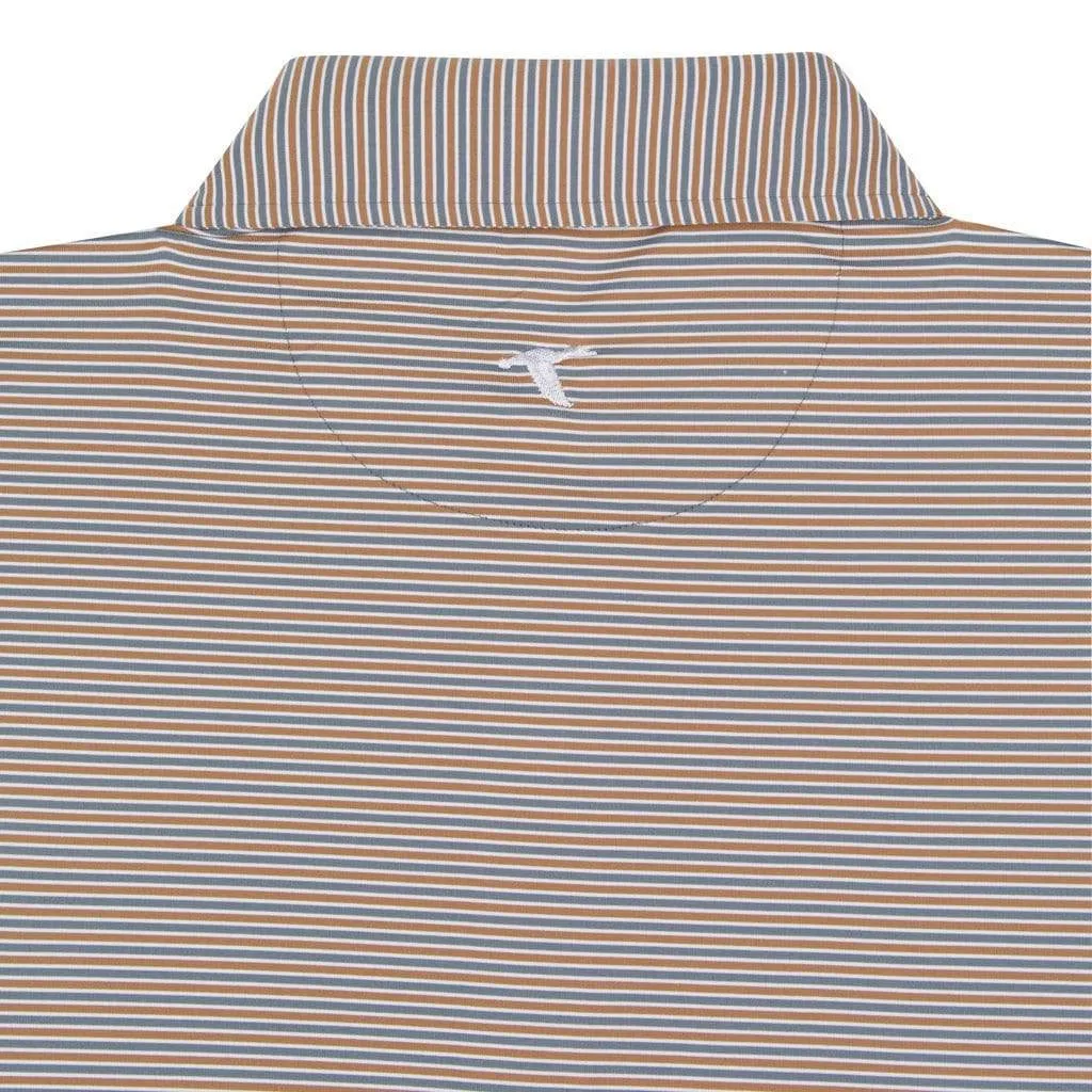 Freeport Striped Performance Polo- Toasted