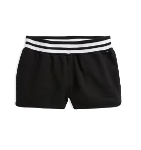 French Terry Track Shorts LC - Black with Striped Rib