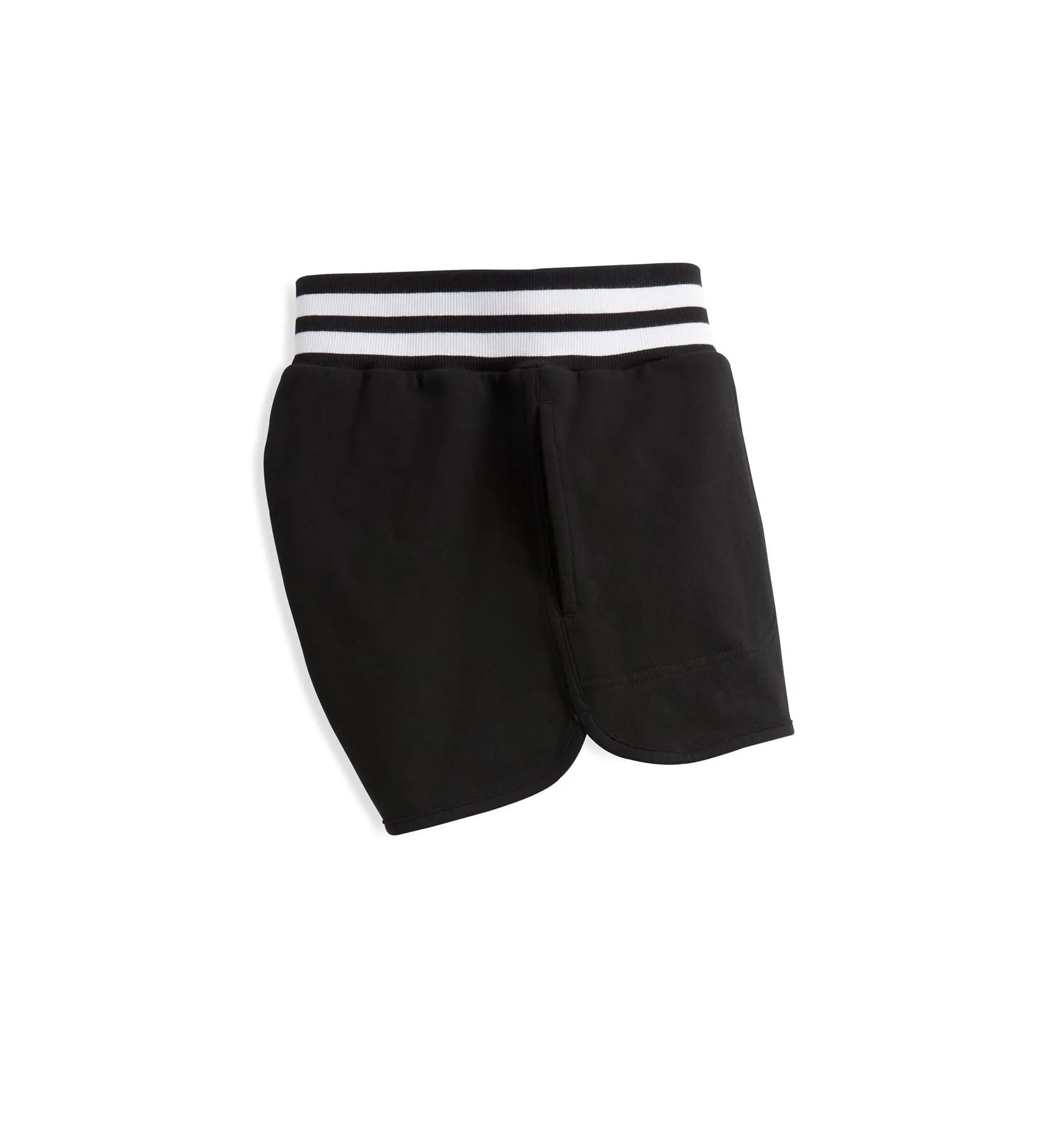 French Terry Track Shorts LC - Black with Striped Rib