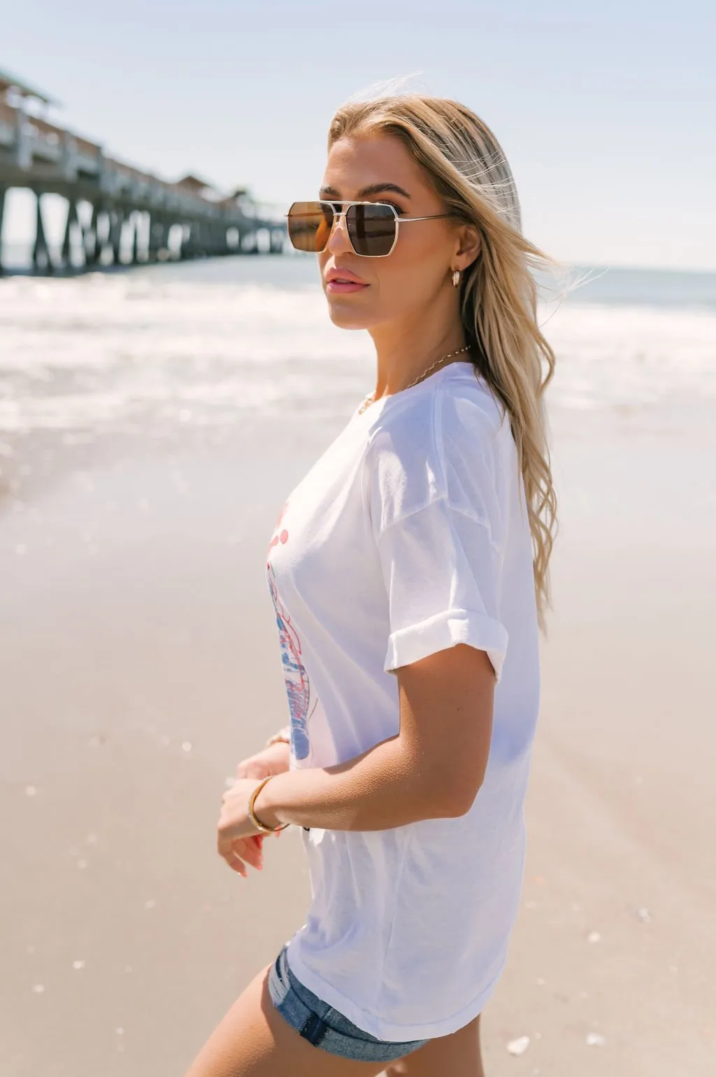 Girl Dangerous White Capri Graphic Tee