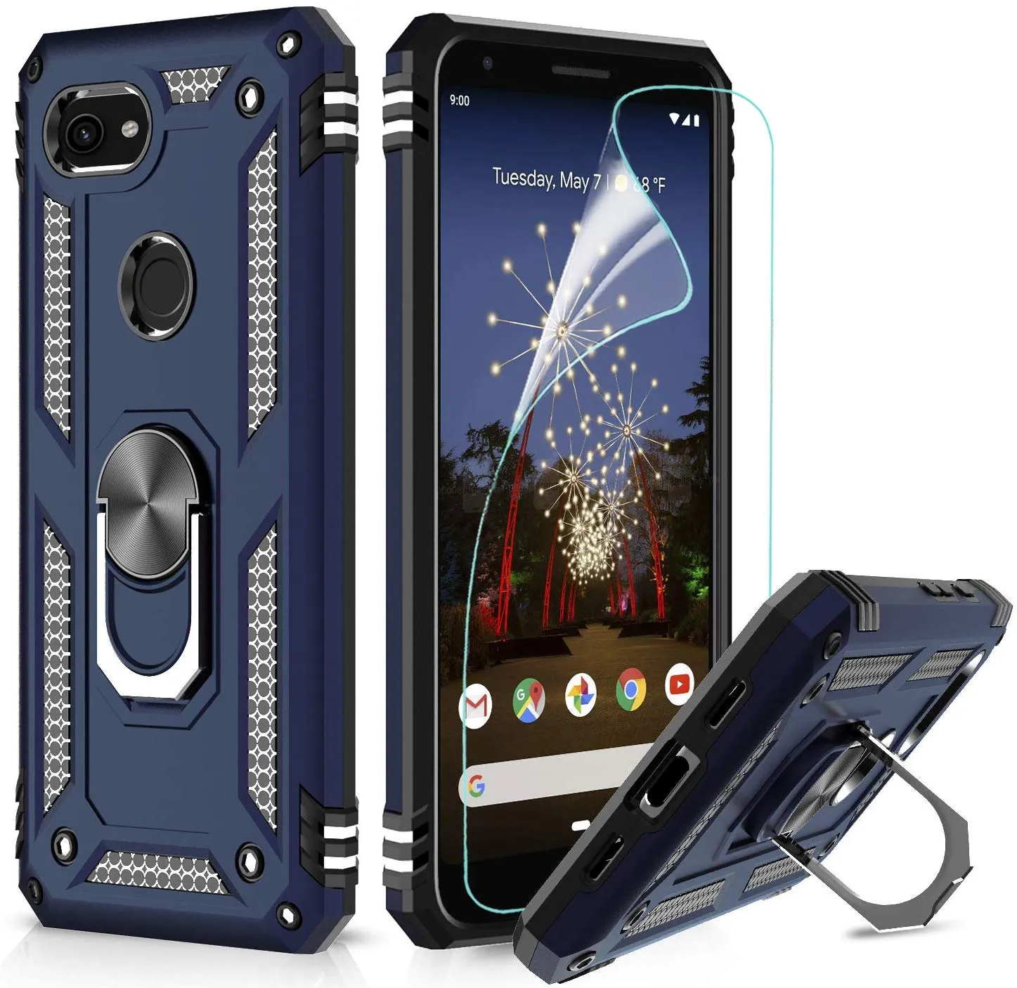 Google Pixel 3a Case (Not fit 3a XL) With HD Screen Protector, LeYi [Military Grade] Armor Full-Body Dual Layer Protective Phone Case