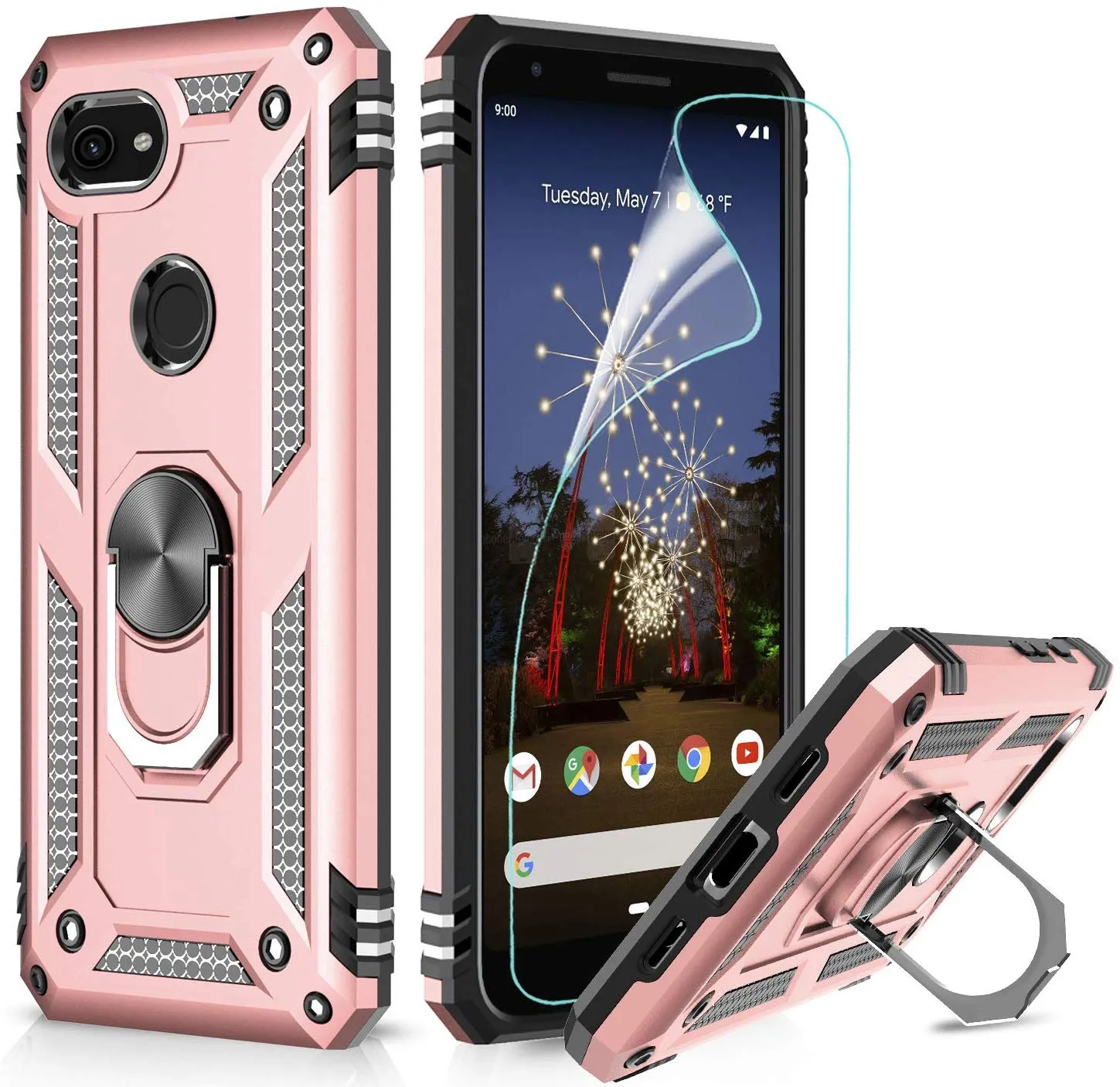 Google Pixel 3a Case (Not fit 3a XL) With HD Screen Protector, LeYi [Military Grade] Armor Full-Body Dual Layer Protective Phone Case