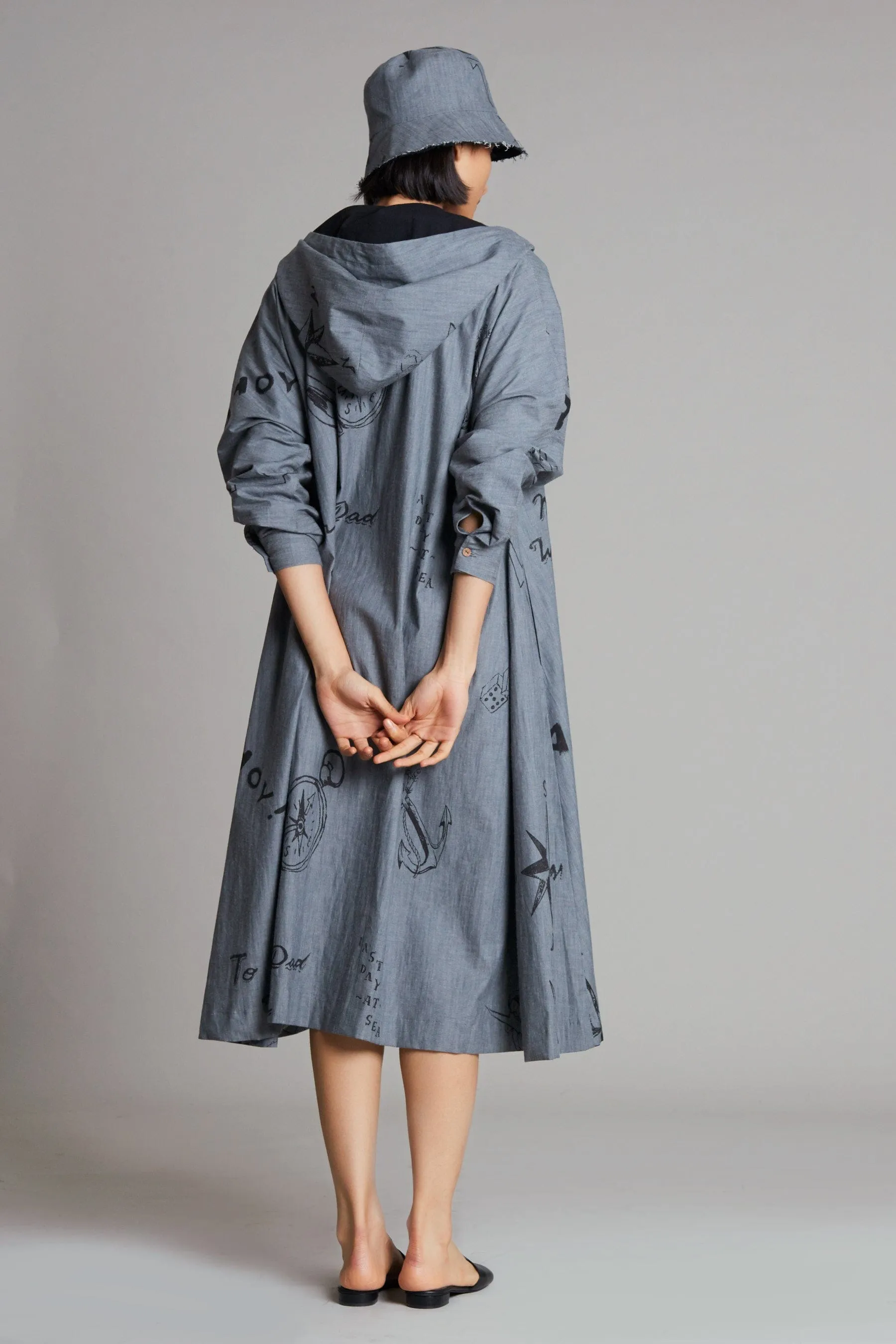 Grey Denim Hoodie Dress