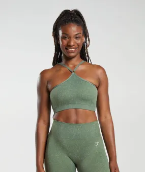 Gymshark Adapt Fleck Seamless Halterneck Bralette - Dusk Green/Light Sage Green