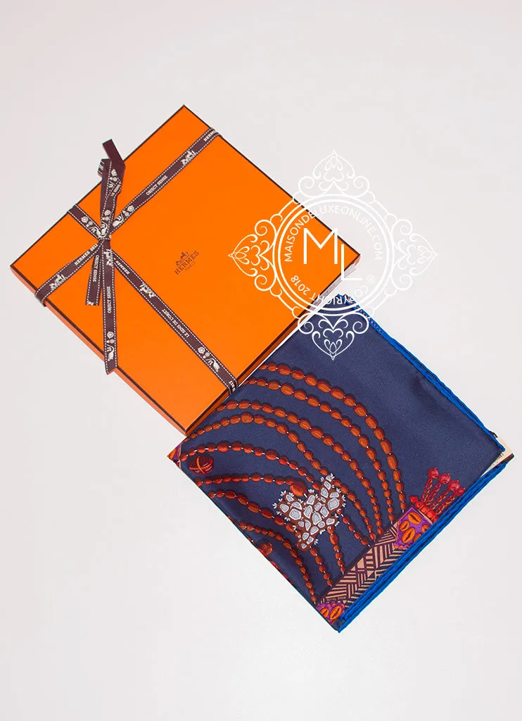 Hermes Blue Red Twill Silk 90 cm Chemins de Corail Scarf