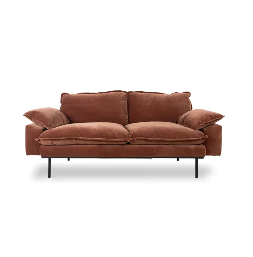 HKliving Rich Velvet Magnolia (Red) Retro Sofa