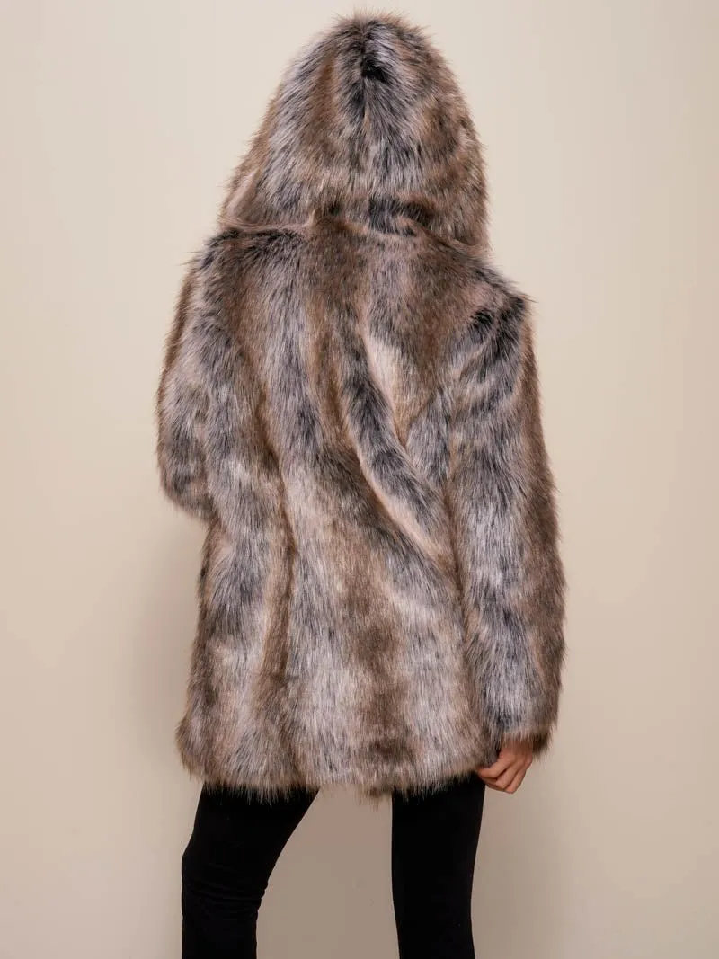 Hooded Women's Faux Fur Coat | Grey Wolf