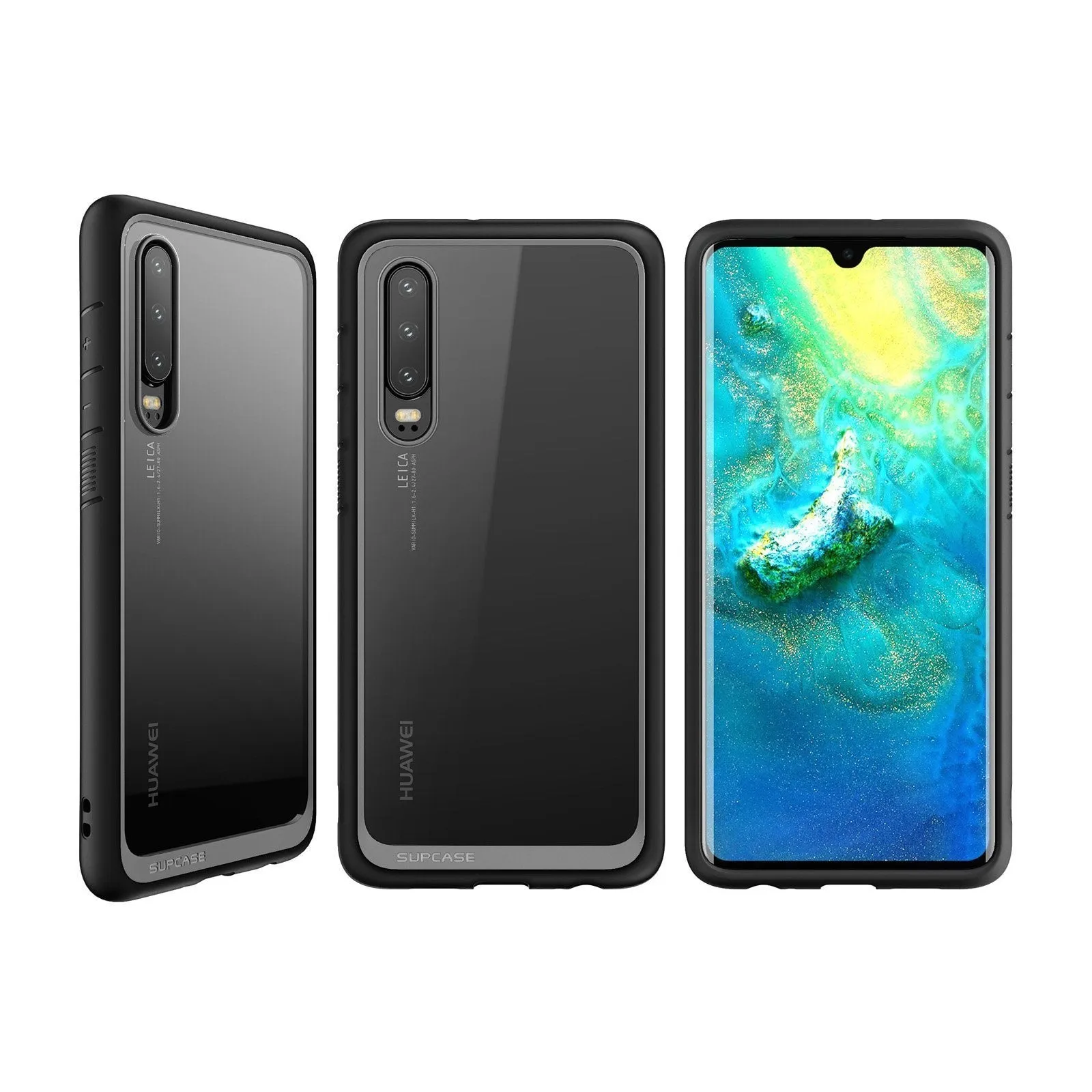 Huawei P30 Unicorn Beetle Style Slim Clear Case-Black