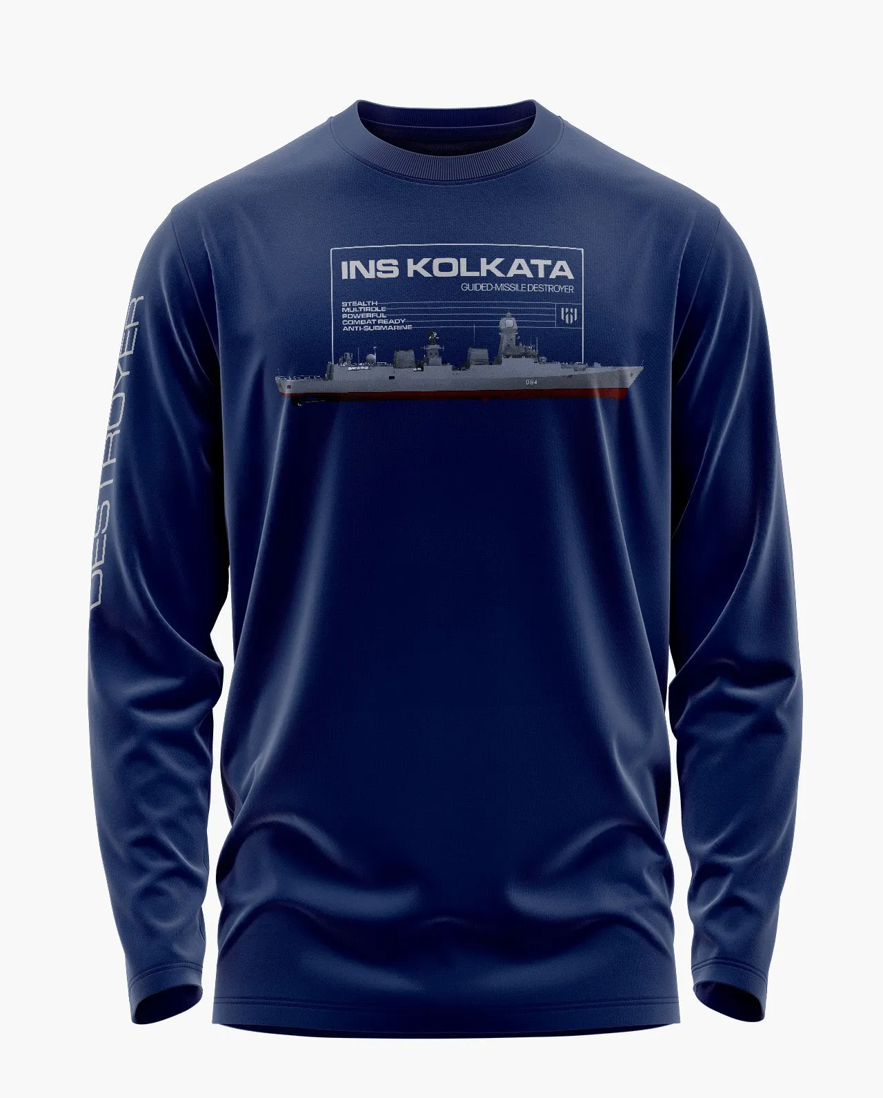 INS KOLKATA CLASS GUIDED MISSILE DESTROYER Full Sleeve T-Shirt