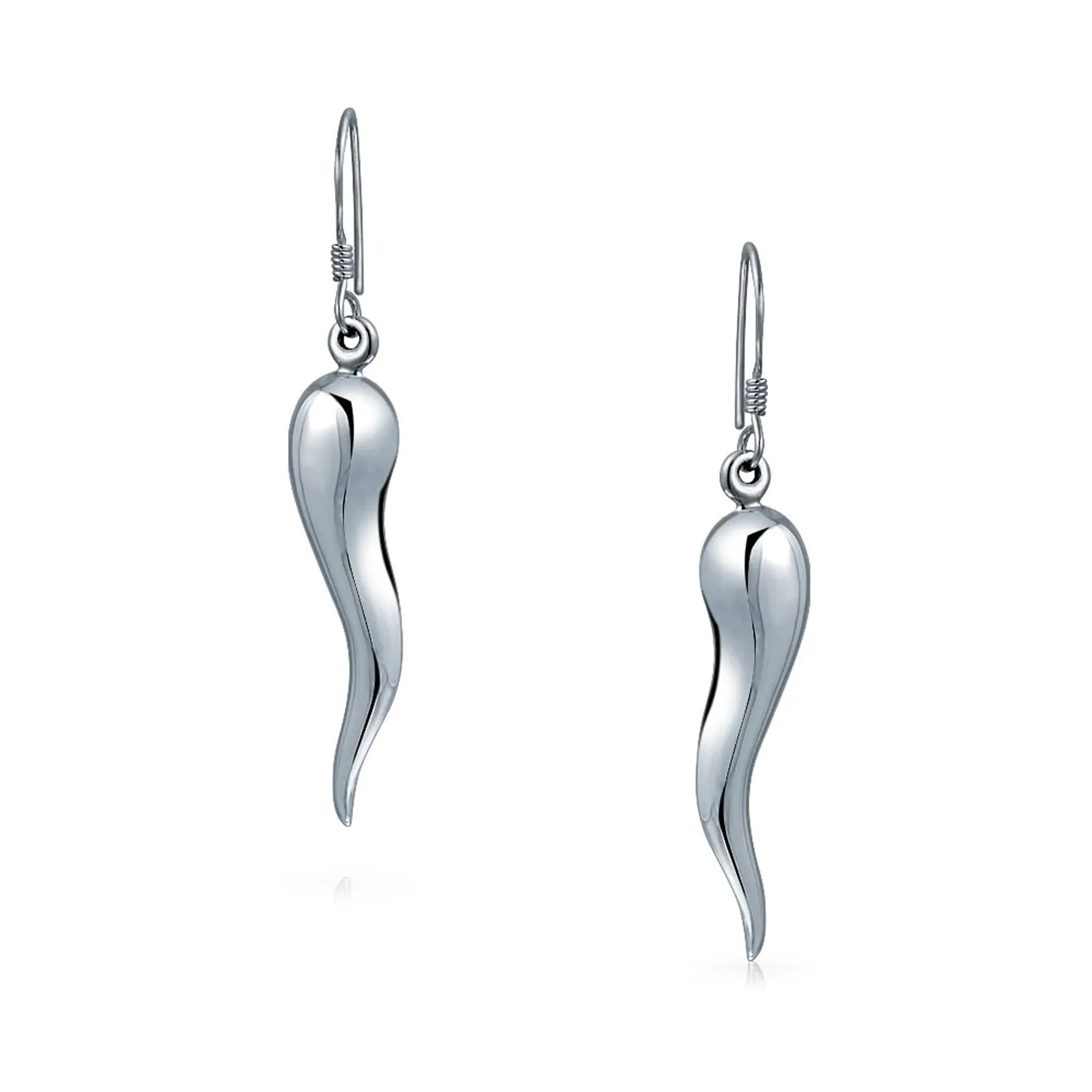 Italian Culture Horn Cornicello Style .925 Sterling Silver Earrings