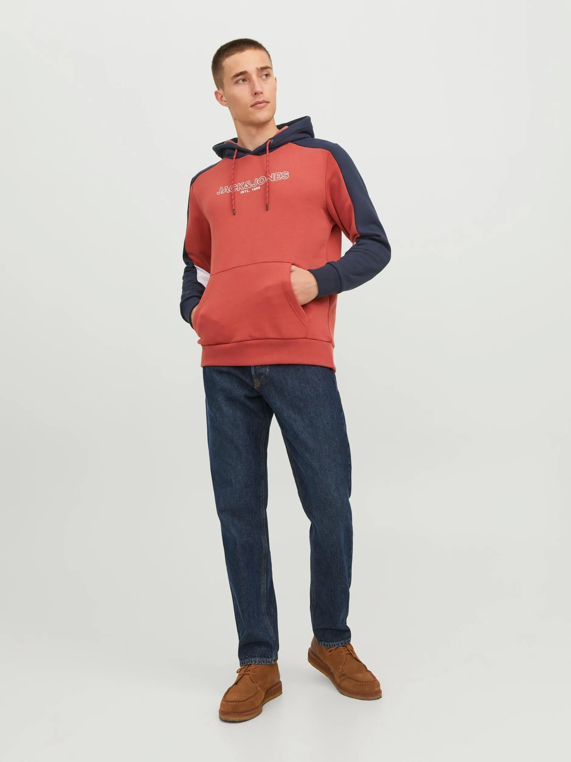 Jack & Jones Anker Hooded Sweatshirt-CINNABAR