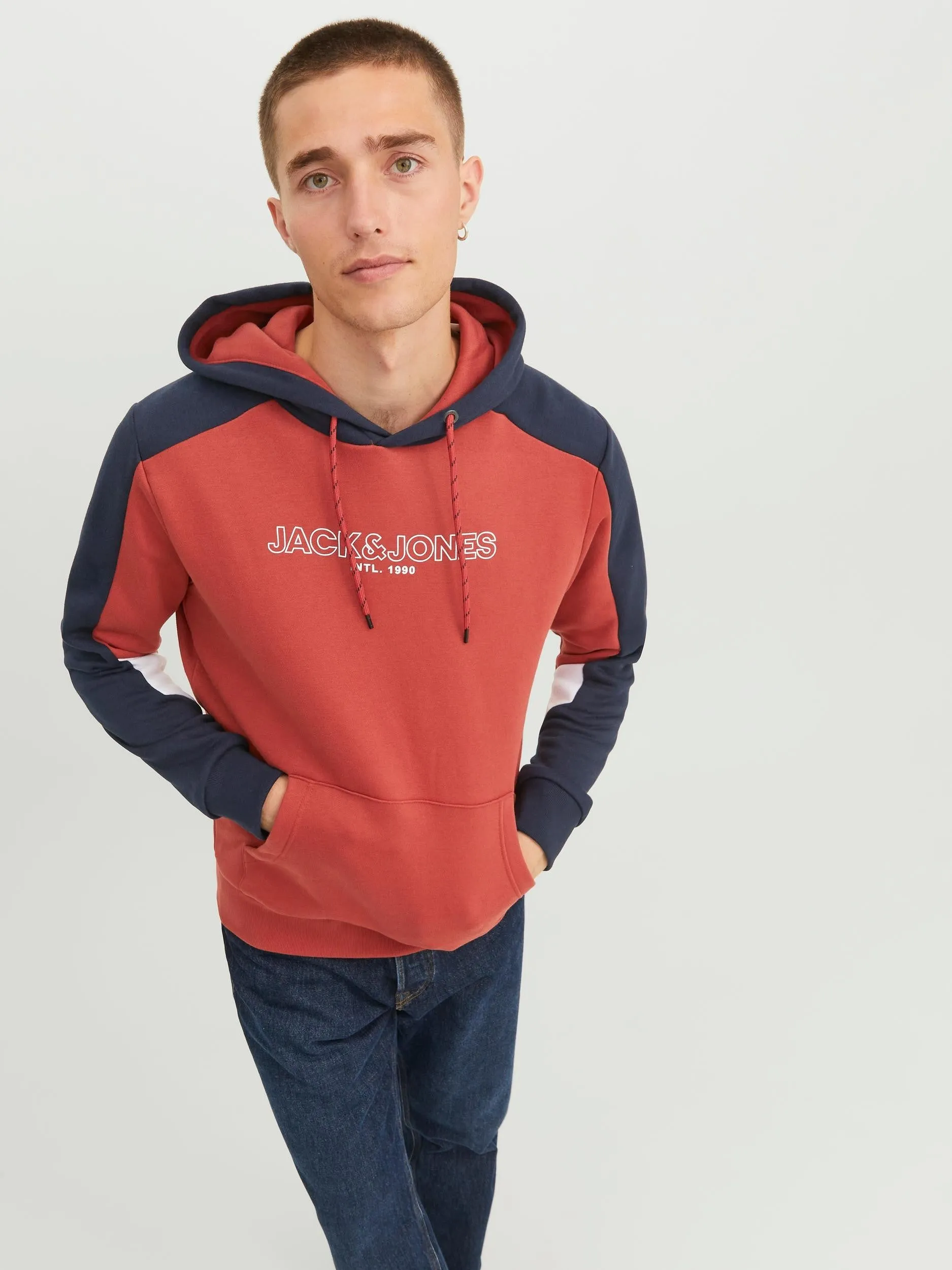 Jack & Jones Anker Hooded Sweatshirt-CINNABAR