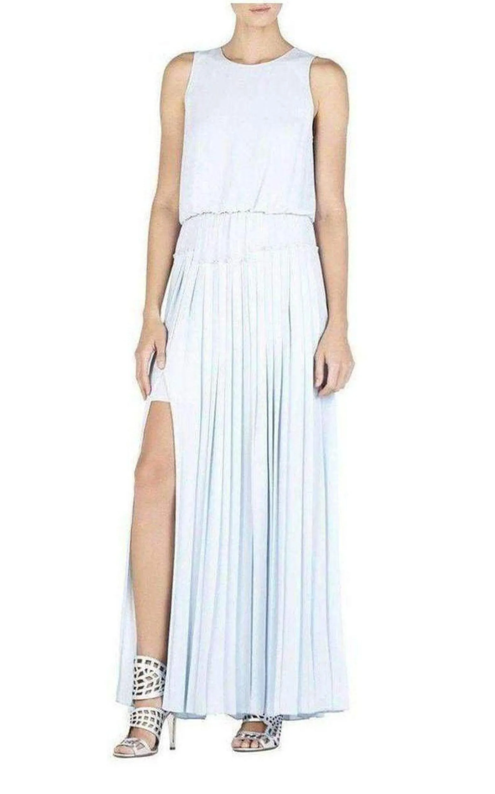 Jenine High Split Pleated Skirt Maxi Dress