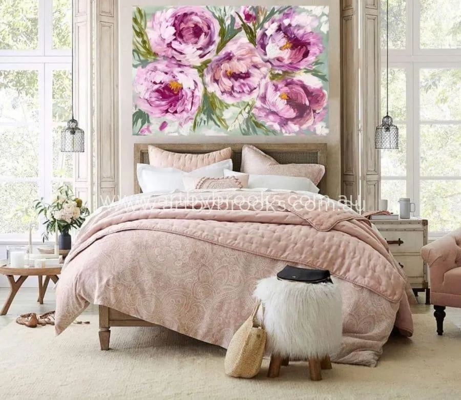 Joie de vivre  peony   -Original on Gallery canvas 100x150  Cm