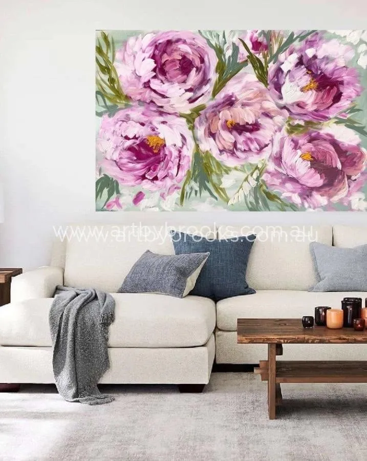 Joie de vivre  peony   -Original on Gallery canvas 100x150  Cm