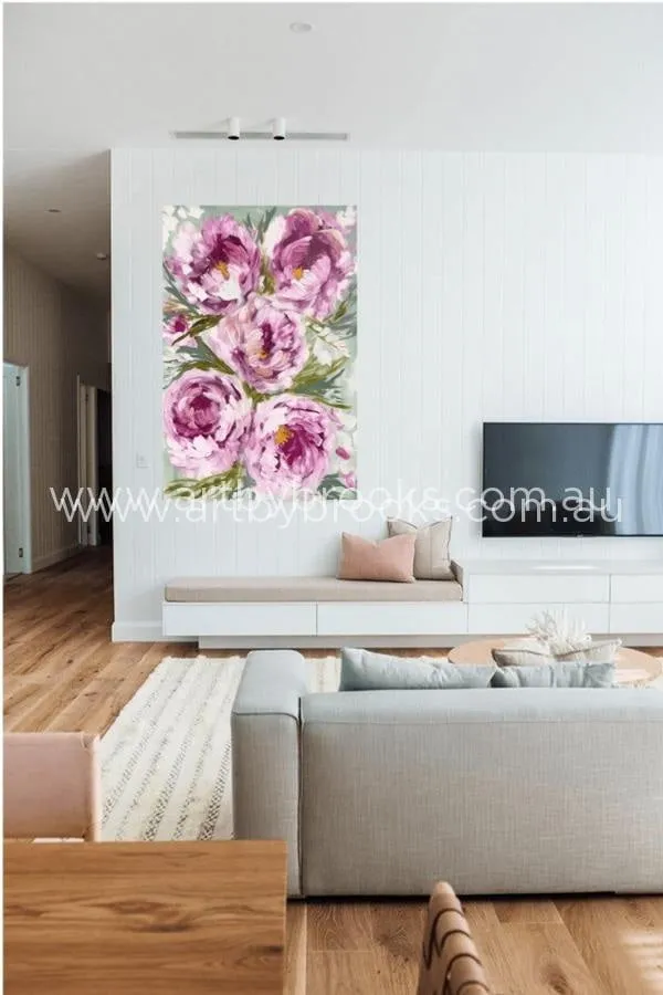 Joie de vivre  peony   -Original on Gallery canvas 100x150  Cm