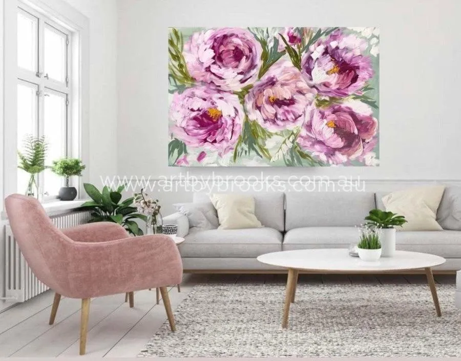 Joie de vivre  peony   -Original on Gallery canvas 100x150  Cm